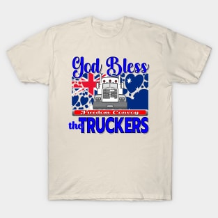 GOD BLESS THE TRUCKERS - FREEDOM CONVOY AUSTRALIA - AUSTRALIA FLAG WITH HEARTS T-Shirt